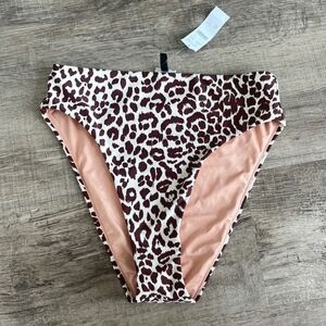 J. Crew Leopard Print Bikini Bottom - Brown and Cream